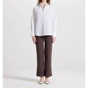 NEW THEO THE LABEL echo print back banker shirt in white/leopard